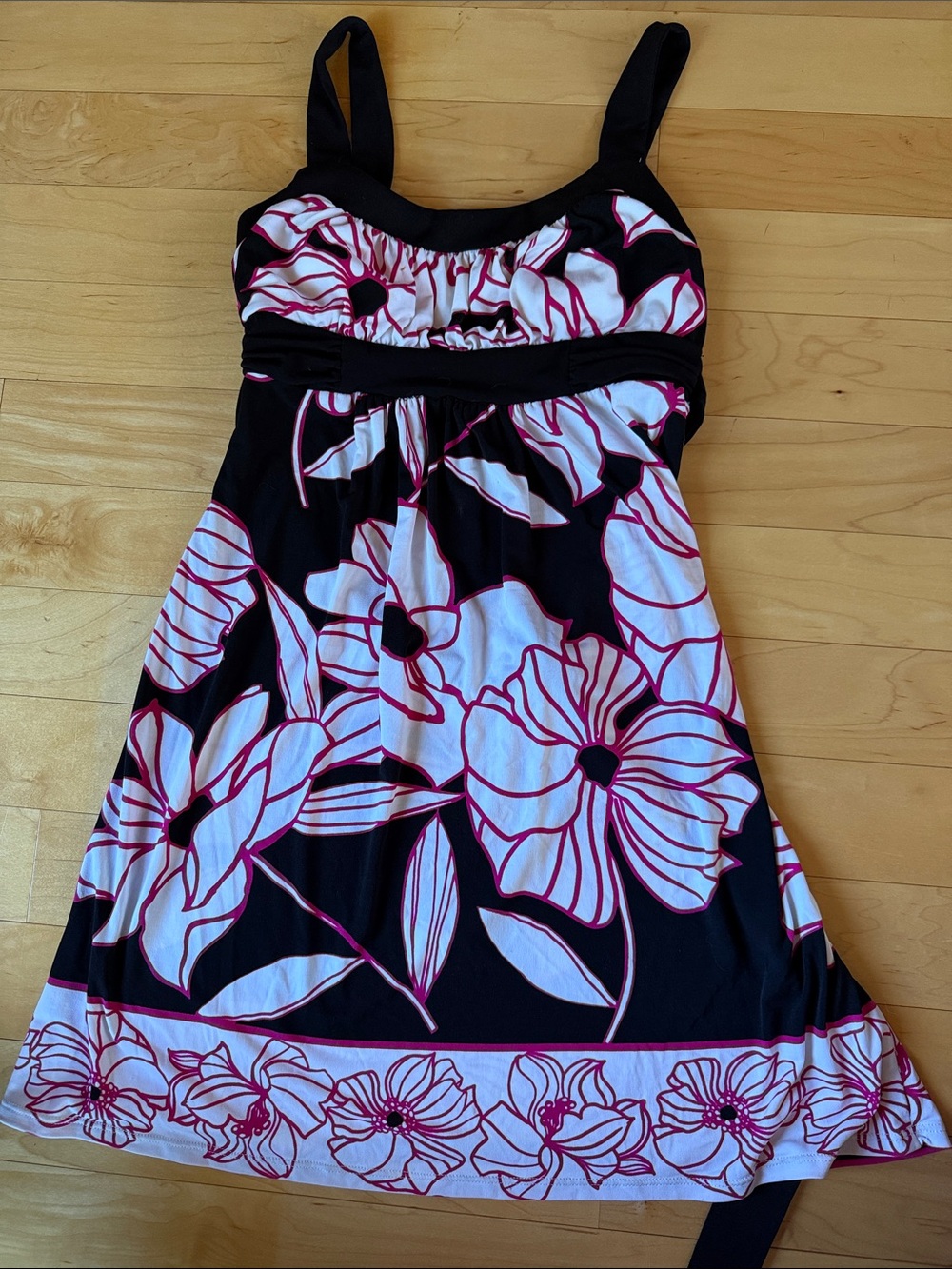Ruby Rox Black Dress with Pink and White Floral Print